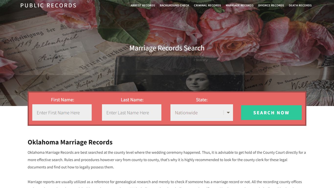 Oklahoma Marriage Records | Enter Name and Search. 14Days Free